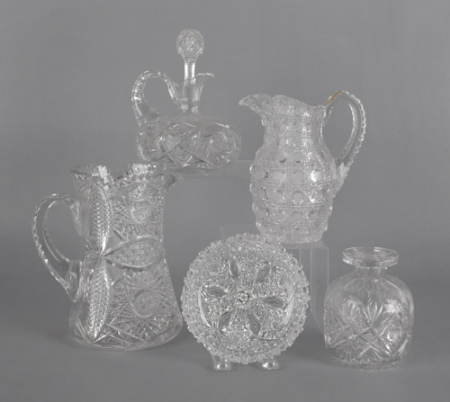 Two brilliant cut glass pitchers