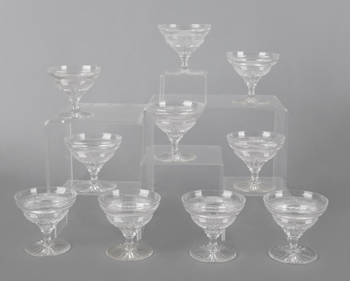 Set of ten Clark cut glass sherbets 176ad7