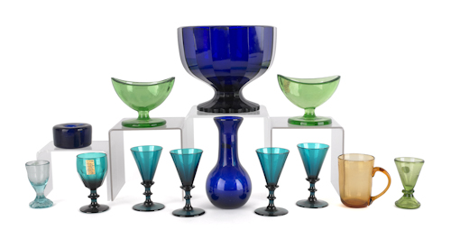 Cobalt glass bowl 19th c. 7" h.