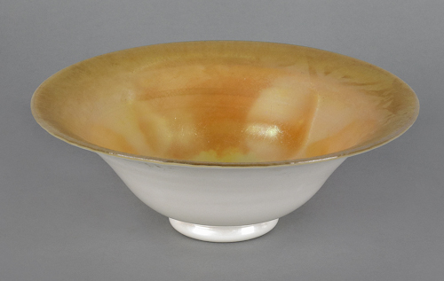Steuben aurene on calcite bowl 3 1/2