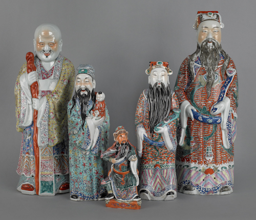 Five Chinese porcelain figures of scholars