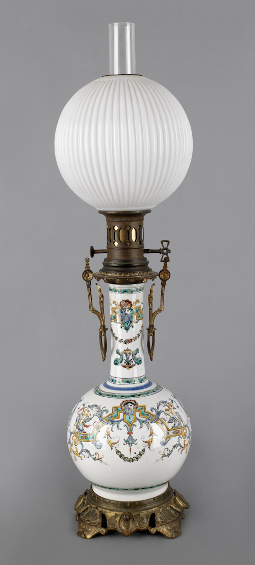 Minton type ceramic oil lamp 19th 176b29
