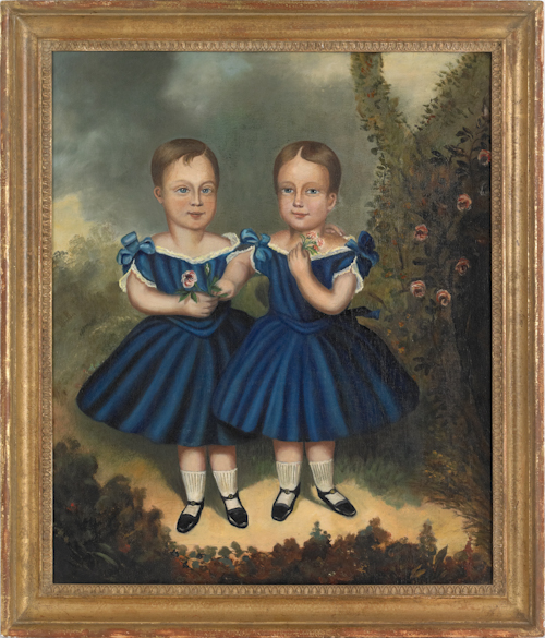 Oil on canvas portrait of two children 176b74