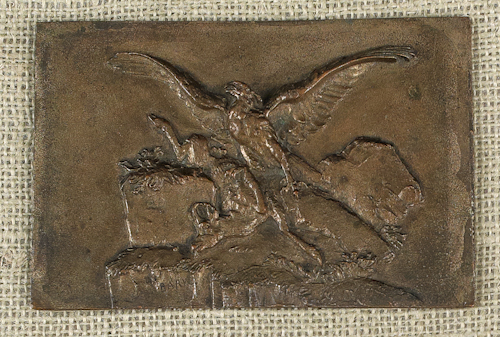 Barye bronze plaque 4" h. 5 3/4"