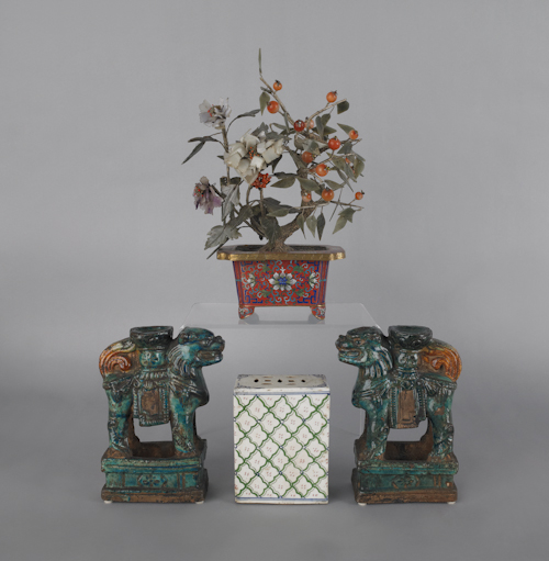 Chinese hardstone and cloisonné