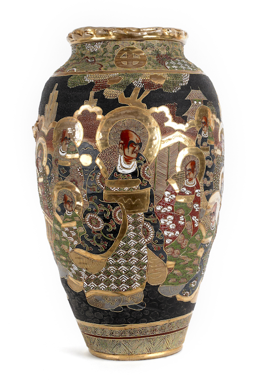Large Satsuma vase 22 1/2" h. together