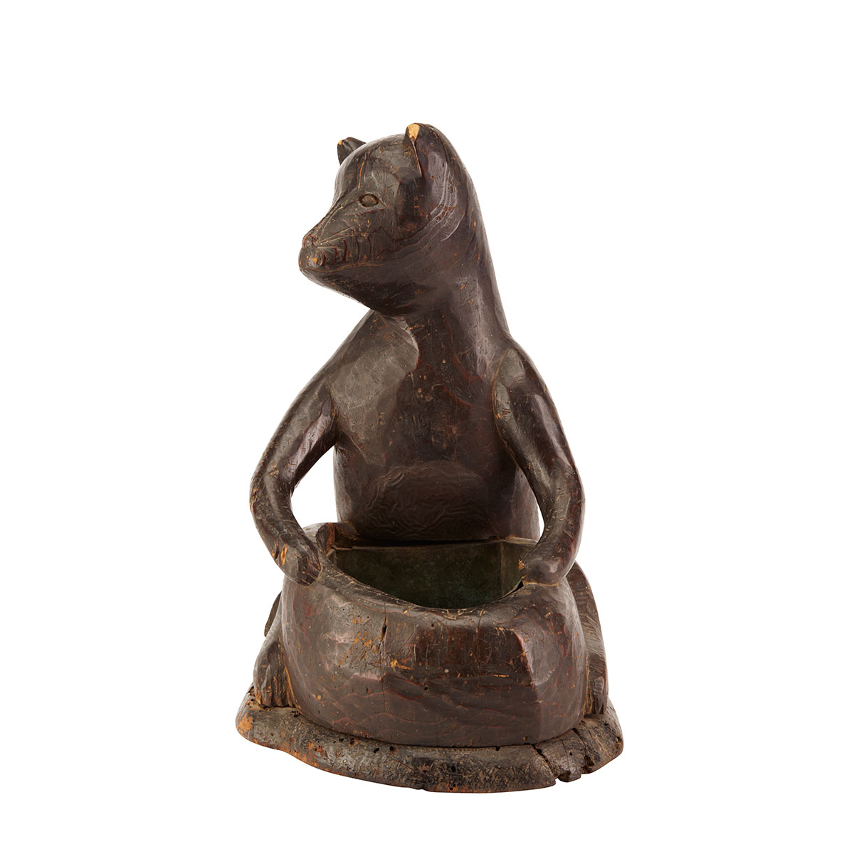 Wood Carved Tanuki Censer 19th