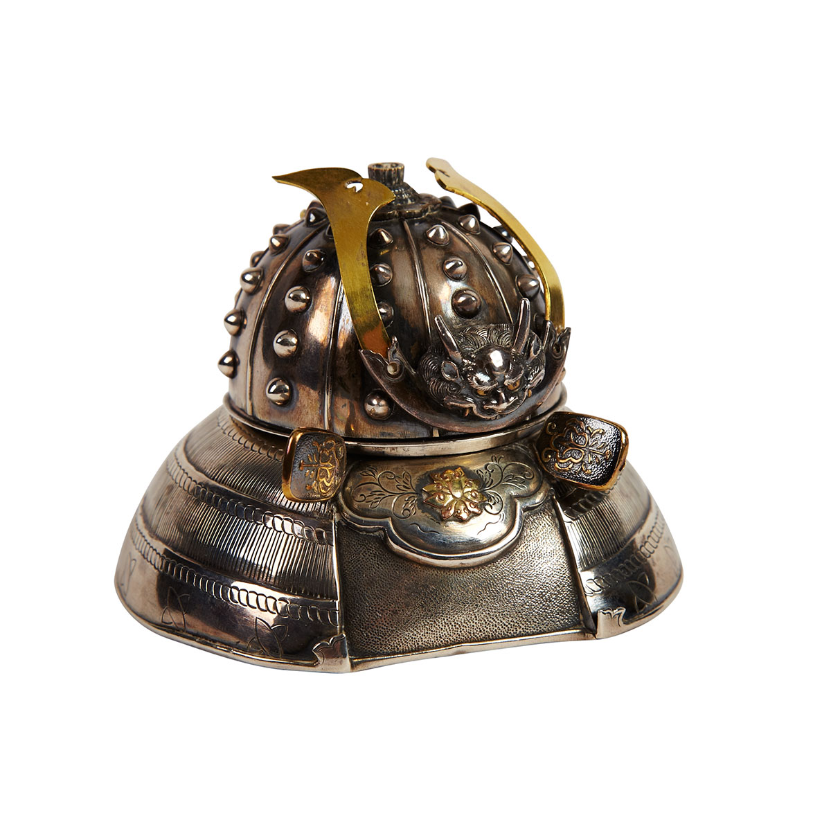 Silver Samurai Helmet Inkwell 19th