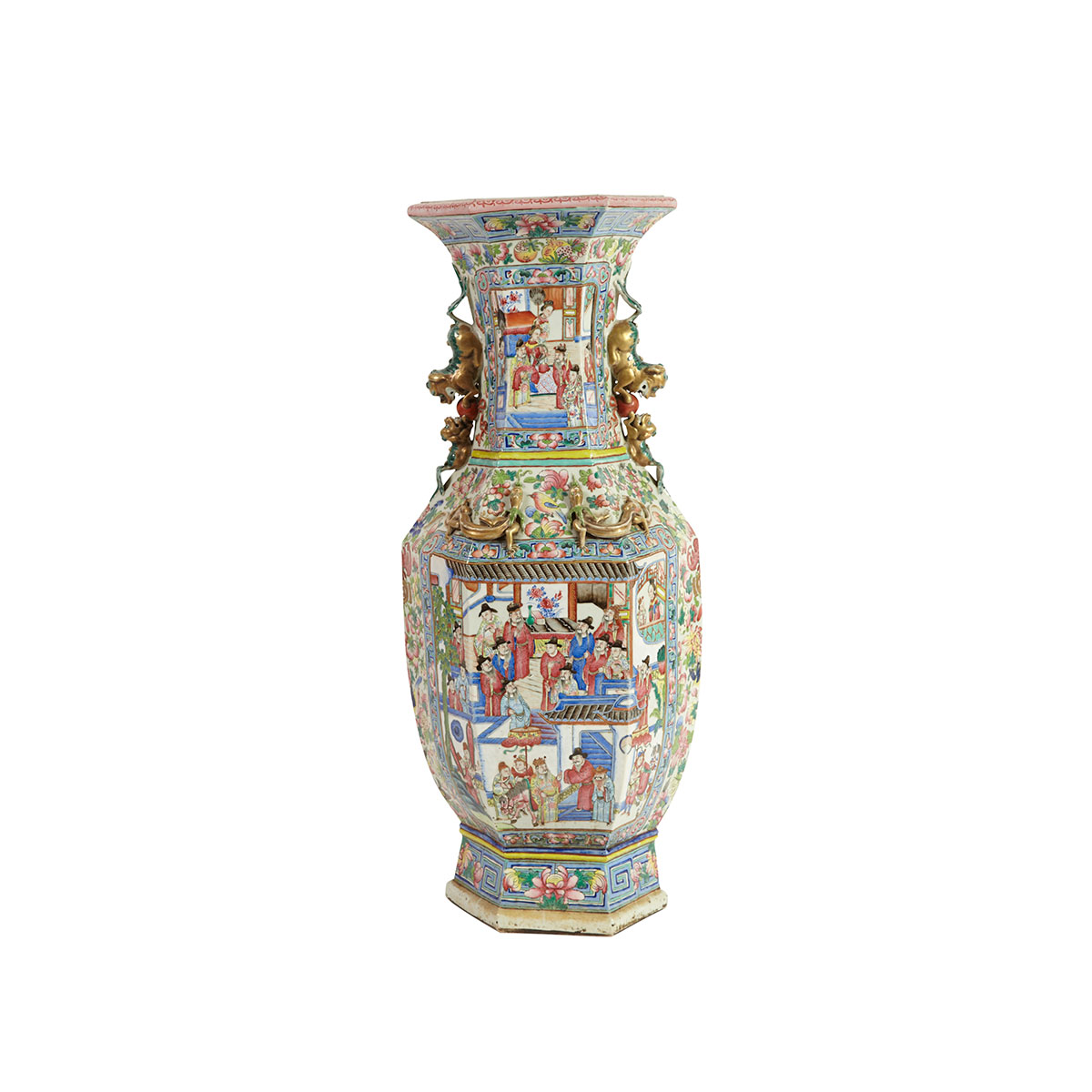 Massive Export Canton Rose Vase 176c0c