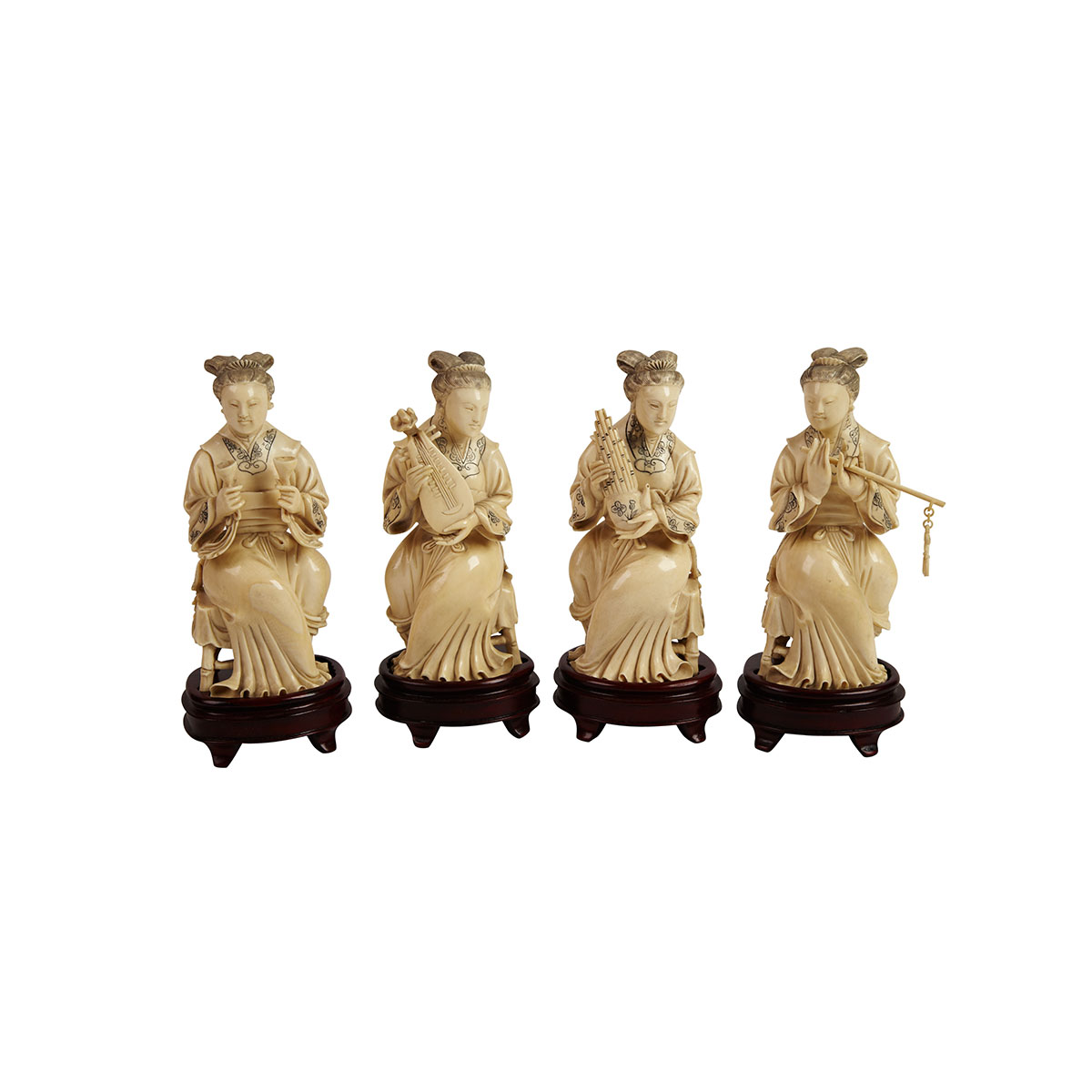 Group of Four Ivory Carved Musicians 176c21