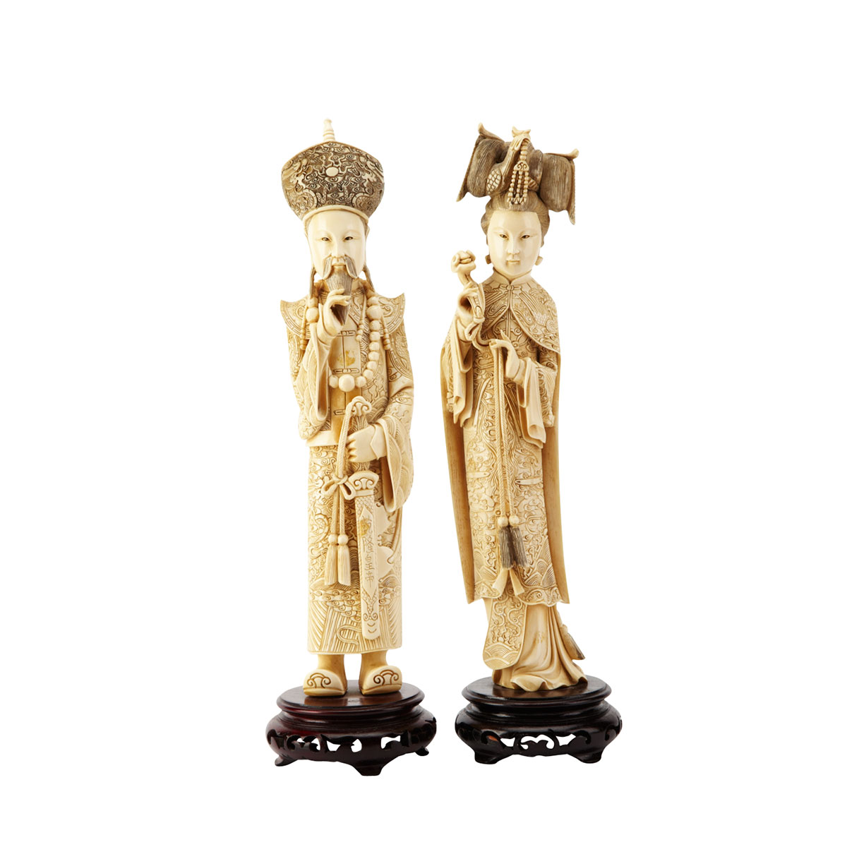 Ivory Carved King and Queen   With