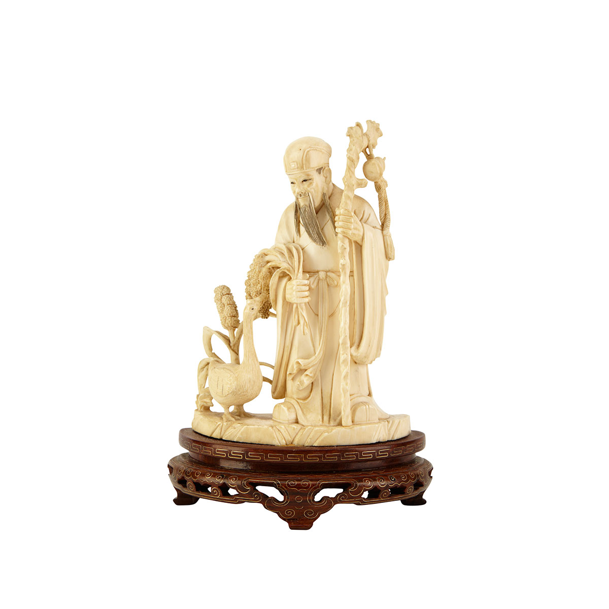 Ivory Carved Scholar and Goose 176c2a