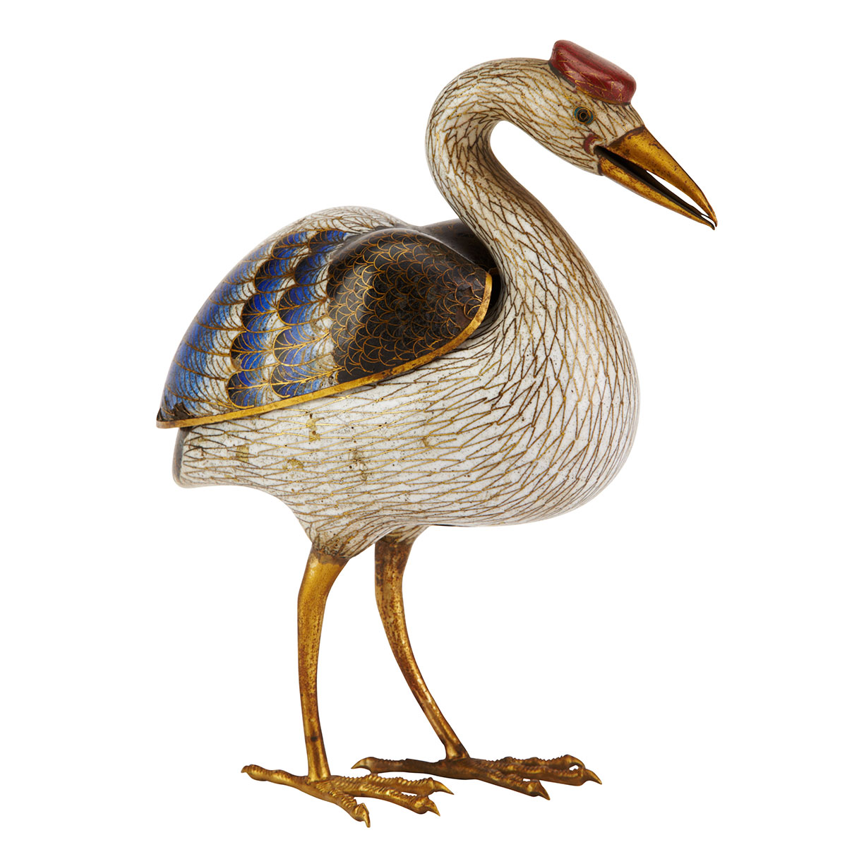 Cloisonné Enamel Longevity Crane