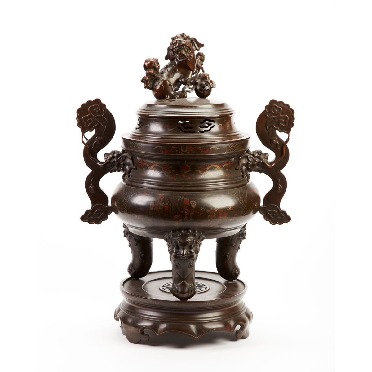 Large Bronze and Inlay Censer 19th 176cab