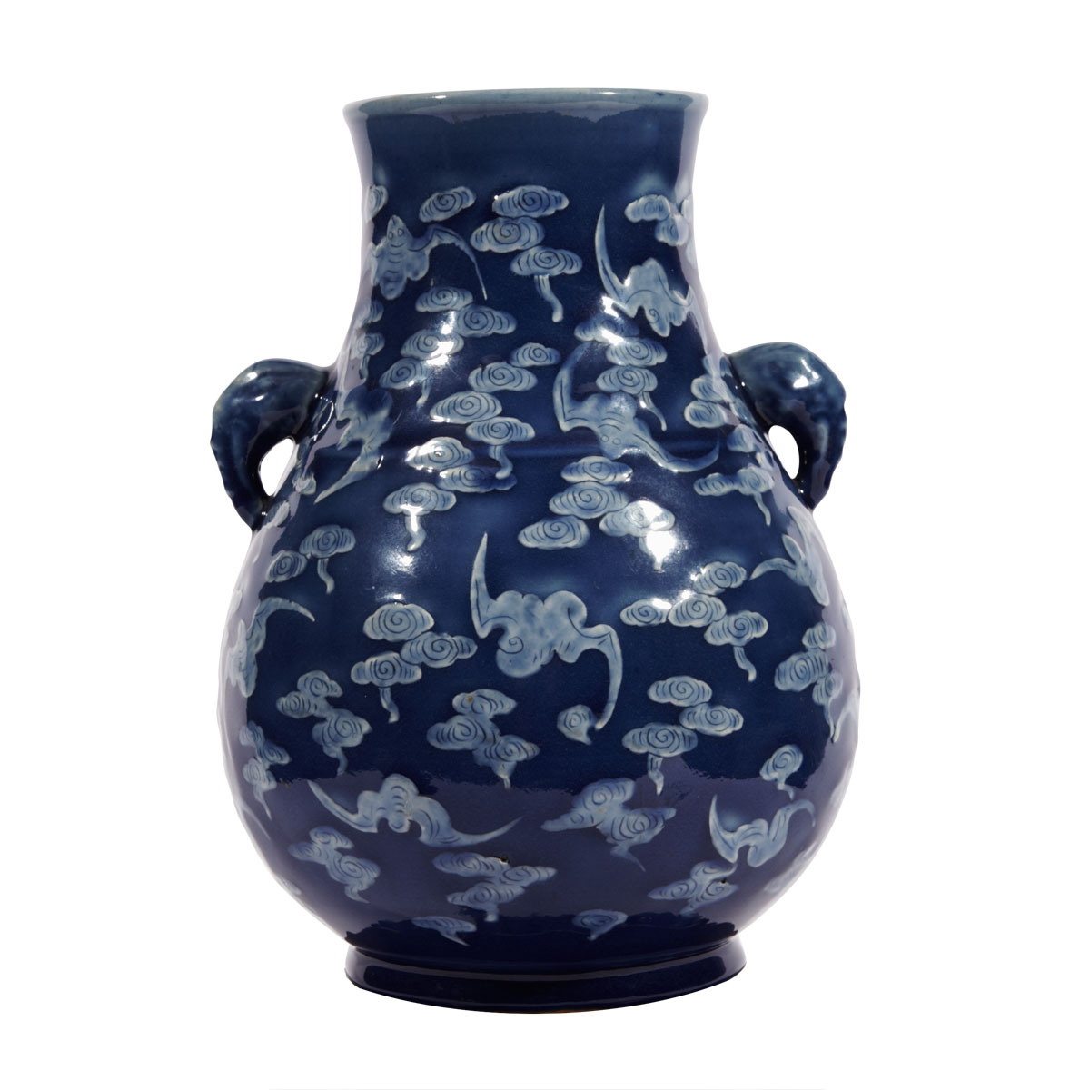 Blue Glazed Hu Vase   With slip decorated