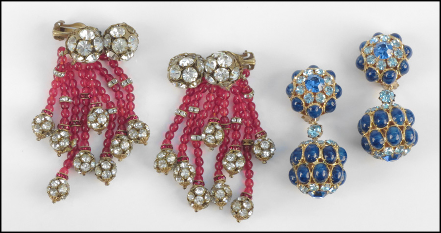 PAIR OF ROBERT RHINESTONE AND RED