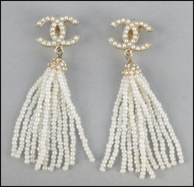 PAIR OF CHANEL FAUX PEARL EARCLIPS  176e1c