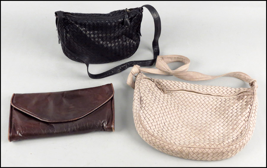 THREE BOTTEGA VENETA LEATHER HANDBAGS.