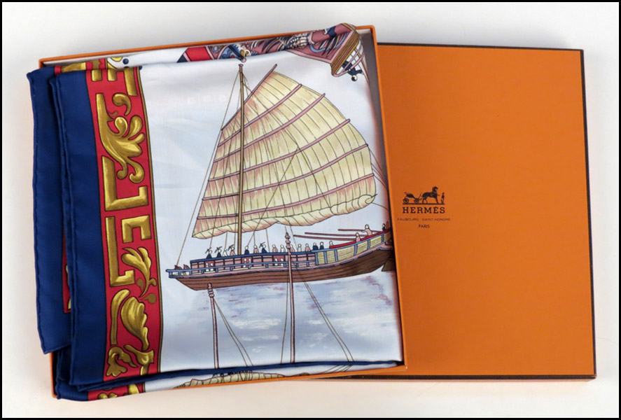 HERMES SILK SCARF. Jonques et sampans