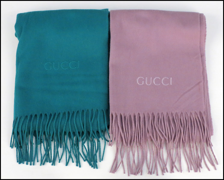 TWO GUCCI CASHMERE SCARVES. 64''