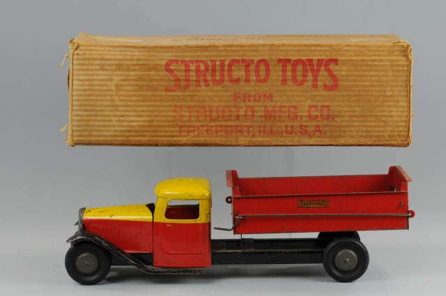 BOXED STRUCTO DUMP TRUCK C. 1928 pressed