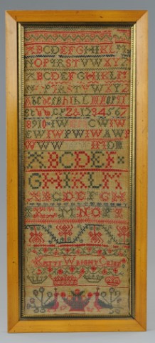 SAMPLER 1785 Bright colors wrought 1770b3