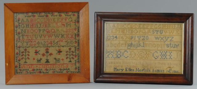 LOT OF TWO SAMPLERS 1860 S Needlework 1770c2