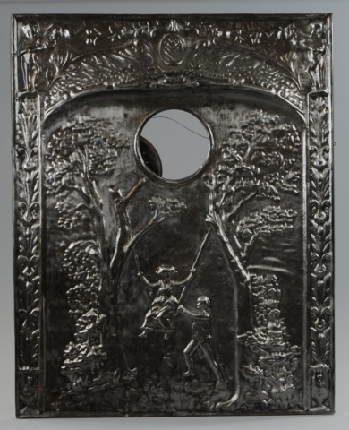 EMBOSSED TIN FIREPLACE COVER Early 1770c9