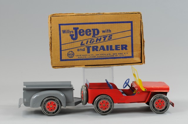 MARX BOXED JEEP AND TRAILER Pressed