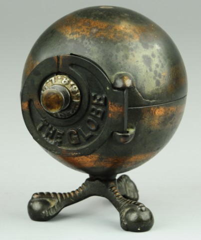 THE GLOBE STILL BANK C. 1889 electroplated