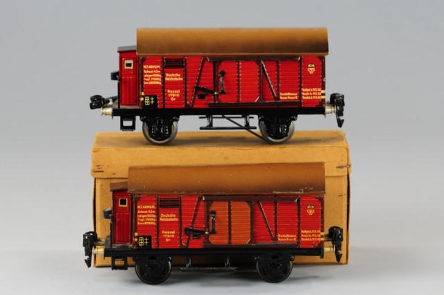 TWO MARKLIN BOX CARS O gauge lithographed