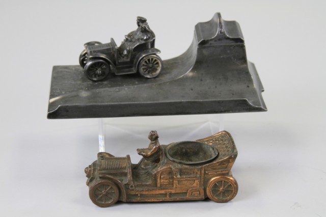 LOT OF TWO AUTO FIGURAL INKWELLS