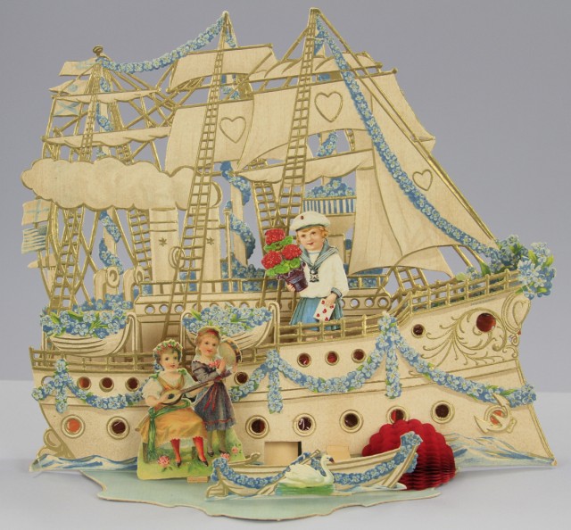 SAIL SHIP VALENTINE CARD Large 1773f0