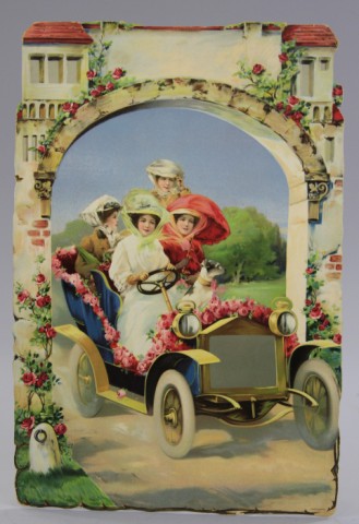 LARGE FLORAL THEME GIRLS IN AUTO 1773f1