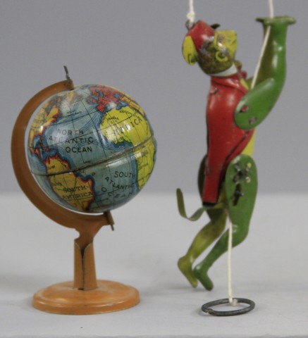 CLIMBING MONKEY AND GLOBE PENNY TOYS