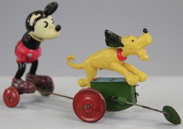 MICKEY PULLED BY PLUTO Japan celluloid