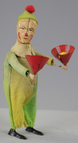 CLOWN JUGGLING BALL IN CONES Lithographed