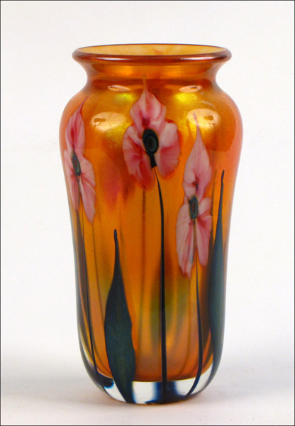 JOHN LOTTON FLORAL GLASS VASE  1774f4