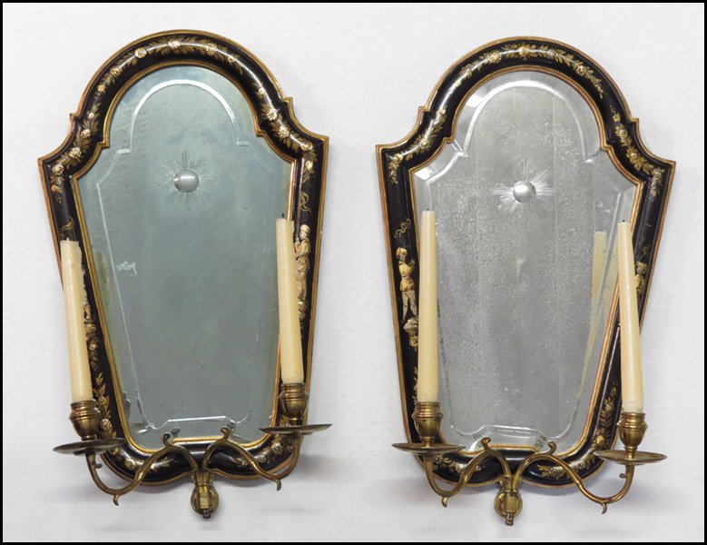 PAIR OF MIRRORED CHINOISERIE STYLE