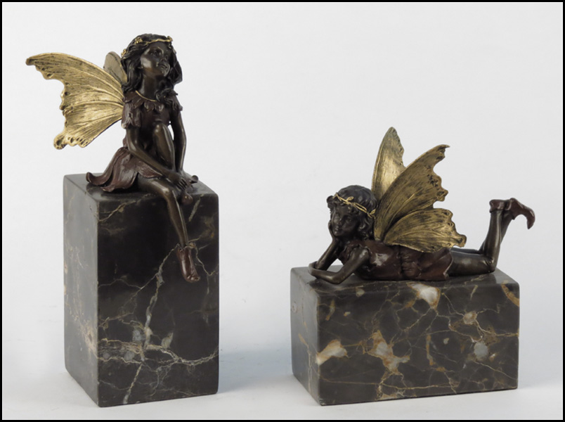 TWO PAINTED BRONZE FAIRY FIGURES  1774f7