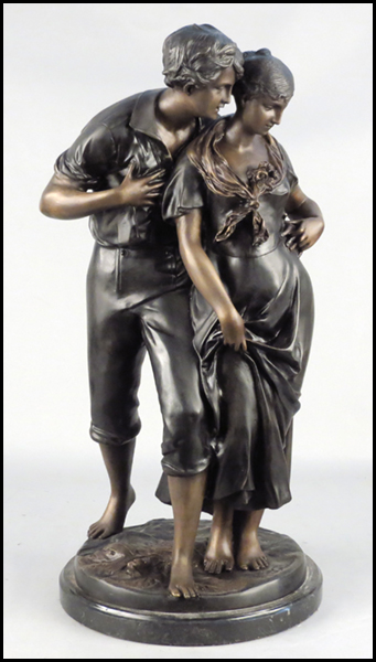 BRONZE MALE AND FEMALE FIGURAL GROUP.