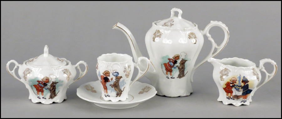 BUSTER BROWN PORCELAIN CHILDS TEA SERVICE.