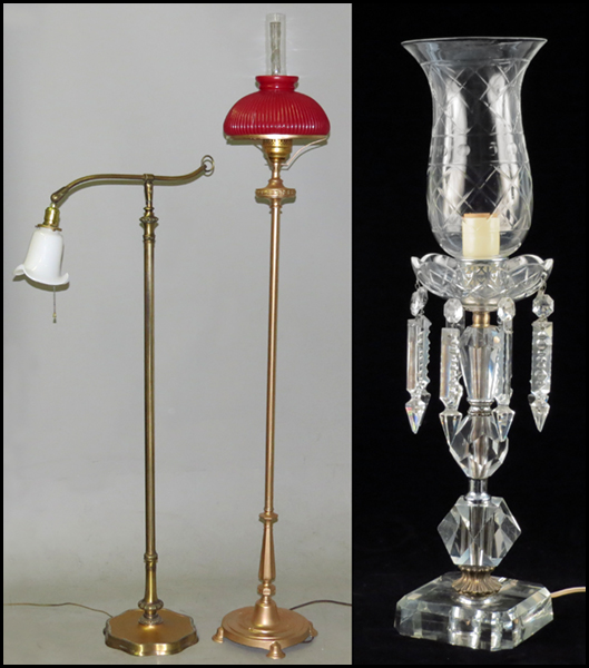 CUT GLASS TABLE LAMP. With a cut glass