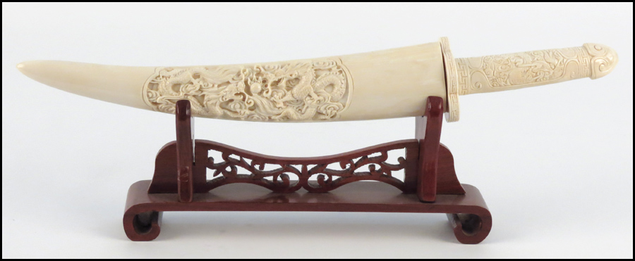 CHINESE CARVED IVORY KNIFE WITH