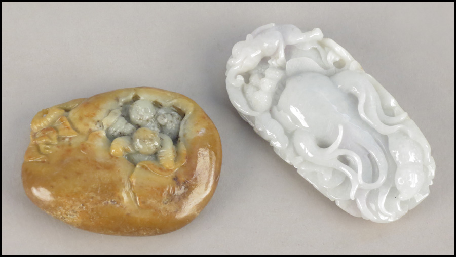 CHINESE WHITE JADE CARVING. Together