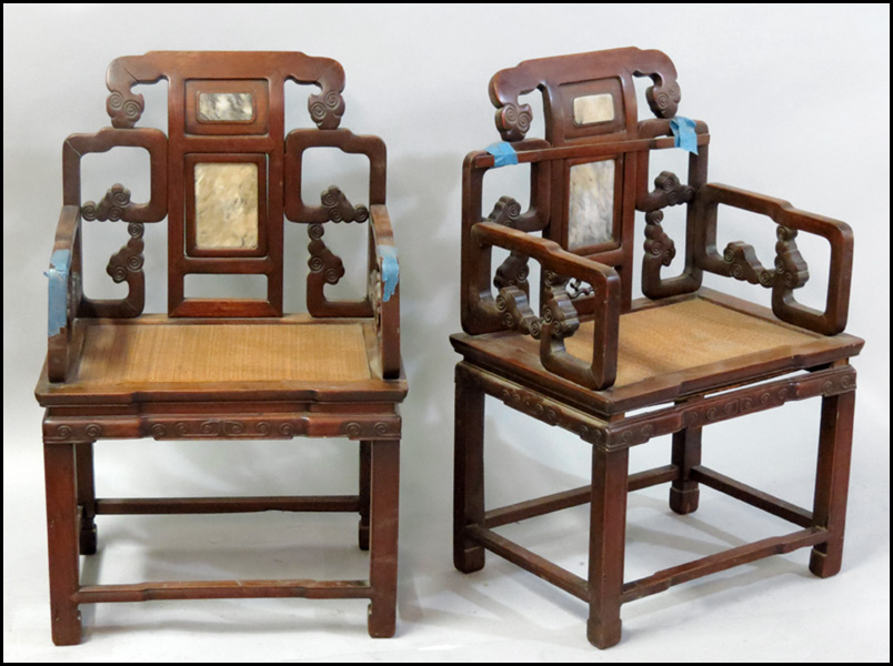PAIR OF CHINESE ELMWOOD CHAIRS.