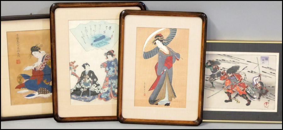 GROUP OF FOUR ASSORTED FRAMED JAPANESE 17761b