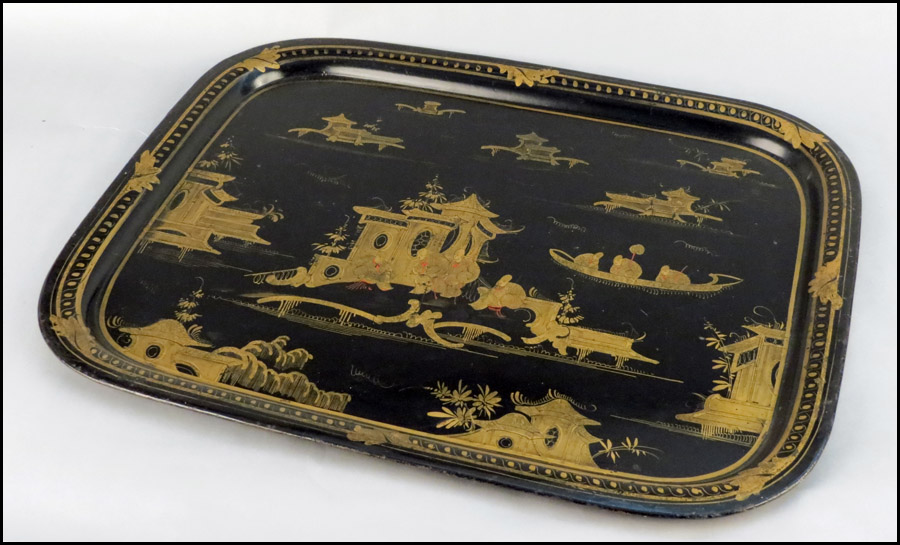 19TH CENTURY REGENCY STYLE TOLE TRAY.