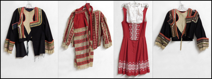 TWO POLISH BLACK WOOL CEREMONIAL ENSEMBLES.