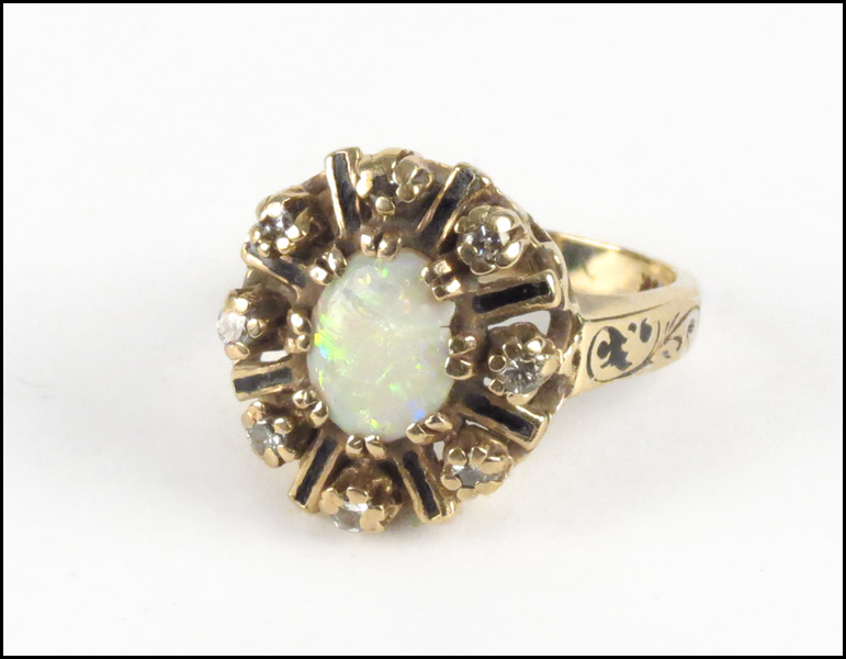 OPAL DIAMOND AND 14 KARAT YELLOW